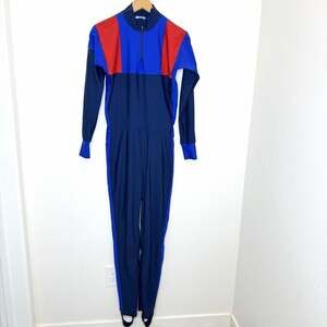 Vintage Sports Wear 1980’s Ski Skin Suit Men’s 50 Modern Medium Blue Red Racing